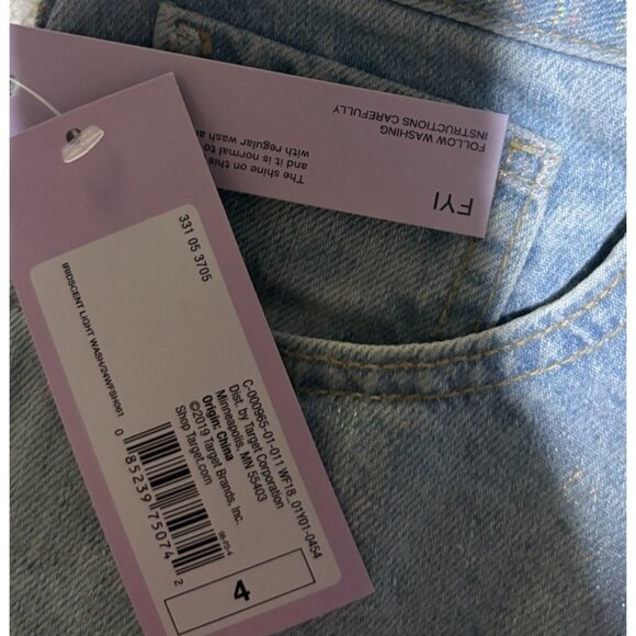 NWT Wild Fable Iridescent Denim Shorts Womens Size 4 High Rise Cutoff Curvy High - Picture 4 of 11